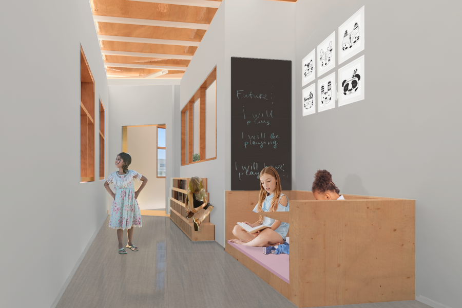 digital rendering of hallway