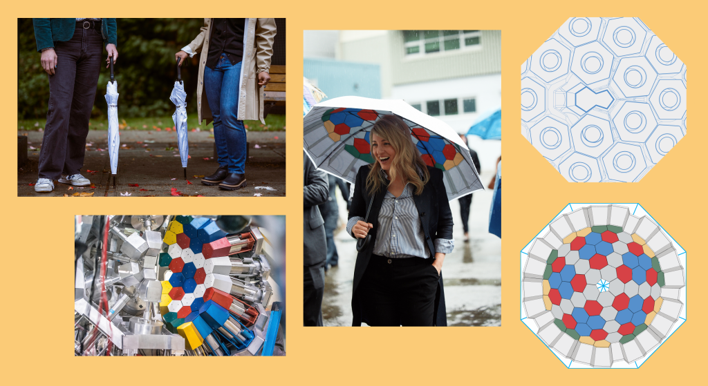 collage of images from an umbrella design based on a scientific experiment